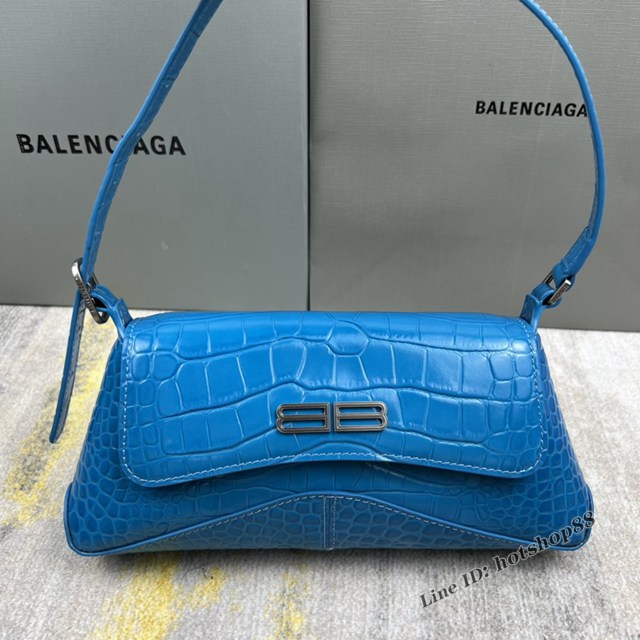 Balenciaga專櫃2022爆款XX系列腋下包 巴黎世家鱷魚藍肩背女包 fyj1263